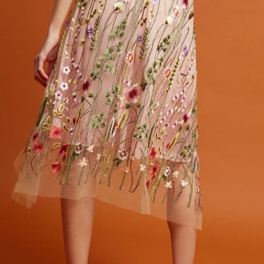 Eva Franco Waverly Garden Skirt 10 Organza Floral Romantic Cottagecore Fairy - Picture 11 of 11